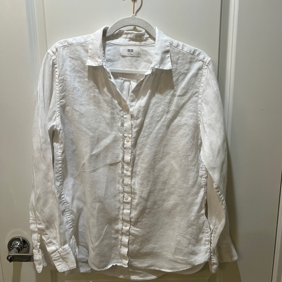 Uniqlo White linen button down - Picture 2 of 4